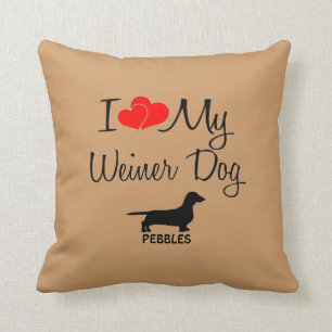 Custom I Love My Weiner Dog Cushion