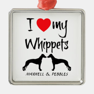 Custom I Love My Whippets Metal Tree Decoration