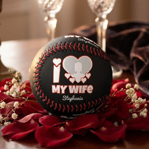Custom I Love My Wife – Add Name & Photo Baseball