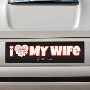 Custom I Love My Wife – Add Name & Photo Bumper Sticker