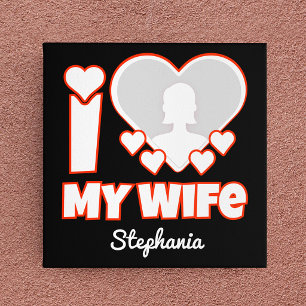 Custom I Love My Wife – Add Name & Photo Canvas Print