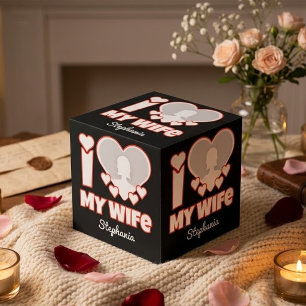 Custom I Love My Wife – Add Name & Photo Cube