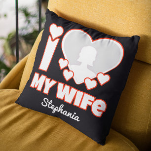 Custom I Love My Wife – Add Name & Photo Cushion