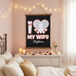 Custom I Love My Wife – Add Name & Photo Hanging Tapestry