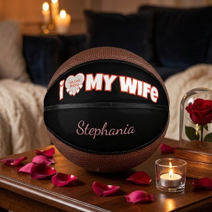 Custom I Love My Wife – Add Name & Photo Mini Basketball