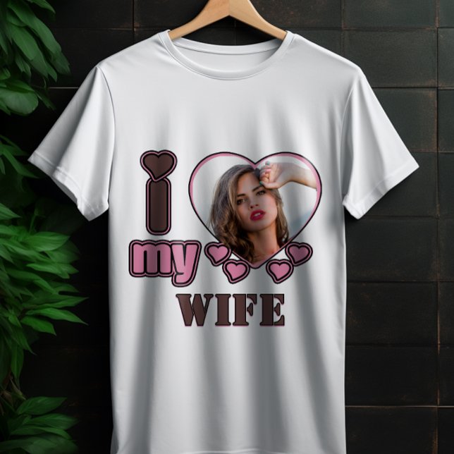 Custom I Love My Wife Photo Personalized heart T-Shirt (Creator Uploaded)