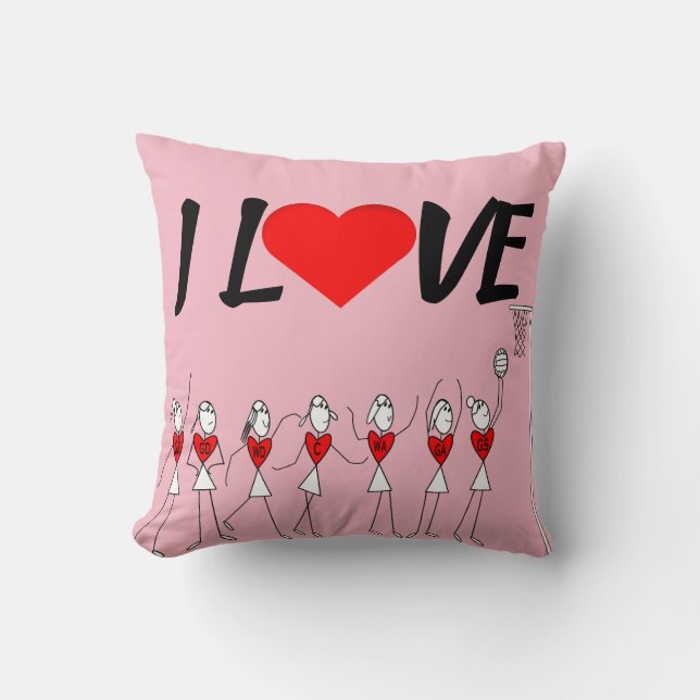 Custom I Love Netball Cushion (Front)