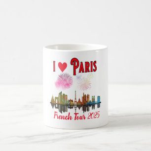 Custom I Love Paris at Night Skyline Fireworks Coffee Mug