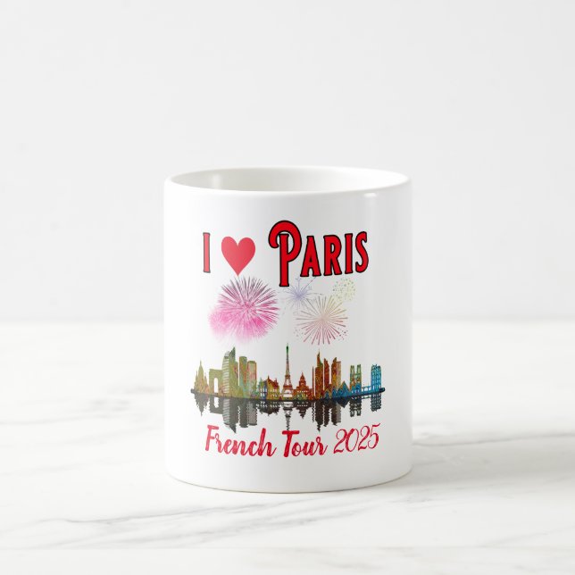 Custom I Love Paris at Night Skyline Fireworks Coffee Mug (Center)