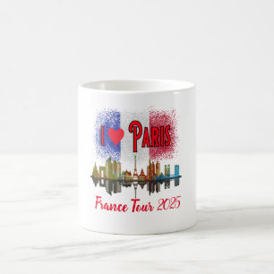 Custom I Love Paris Skyline French Flag Souvenir Coffee Mug