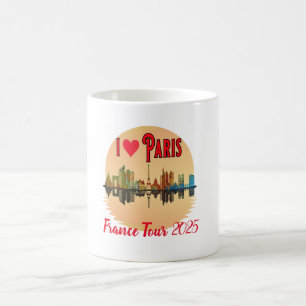 Custom I Love Paris Skyline Sunset Souvenir Coffee Mug