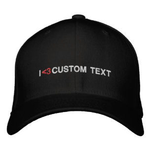 Custom I love red heart white modern text Embroidered Hat
