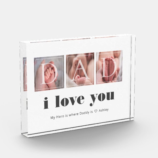 Custom I Love You Dad Photo Block (Left)