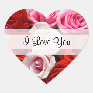 Custom "I Love You" Roses Heart Sticker