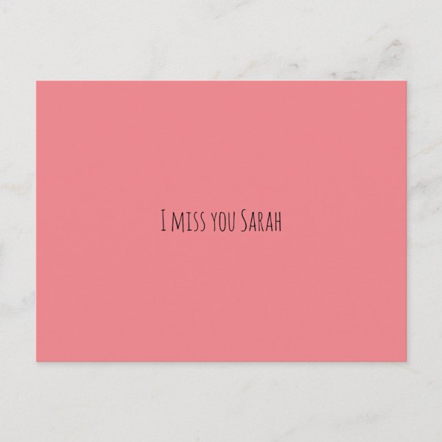 custom "I Miss You" Postcard – Modern Pink  (Front)