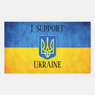 Custom I support Ukraine UKRAINIAN FLAG I stand w  Rectangular Sticker