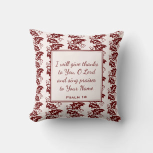 Custom I WILL GIVE THANKS Blush Pink Leaves Cushion