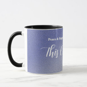 Custom Ice Blue Glitter Christmas Gift Tag Mug