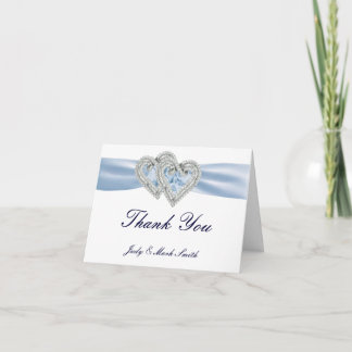 Custom Ice Blue Hearts Thank You Card