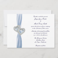 Custom Ice Blue Hearts Wedding Invitation