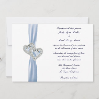 Custom Ice Blue Hearts Wedding Invitation