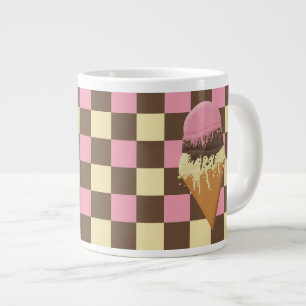 Custom Ice Cream Cone Chequered Pattern Jumbo Mugs