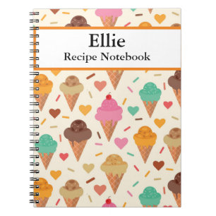 Custom Ice Cream Cone  pattern Recipe  Notebook