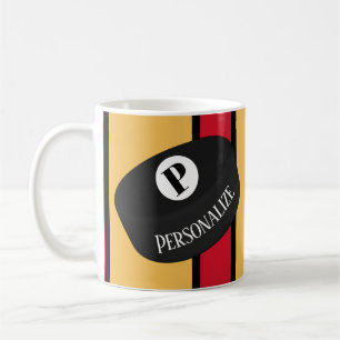 Custom Ice Hockey Name Monogram Puck Coffee Mug