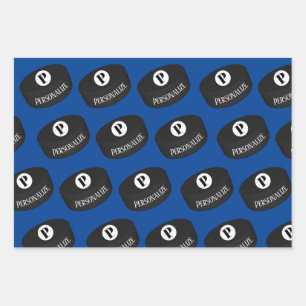 Custom Ice Hockey Name Monogram Puck Wrapping Paper Sheet