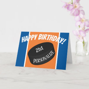 Custom Ice Hockey Personalised Age Name Birthday Card
