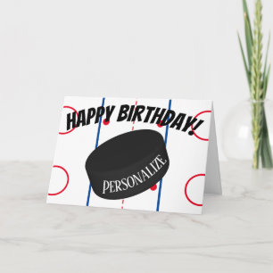 Custom Ice Hockey Personalised Name Birthday Card