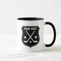 Custom ice hockey sticks and puck logo coffee