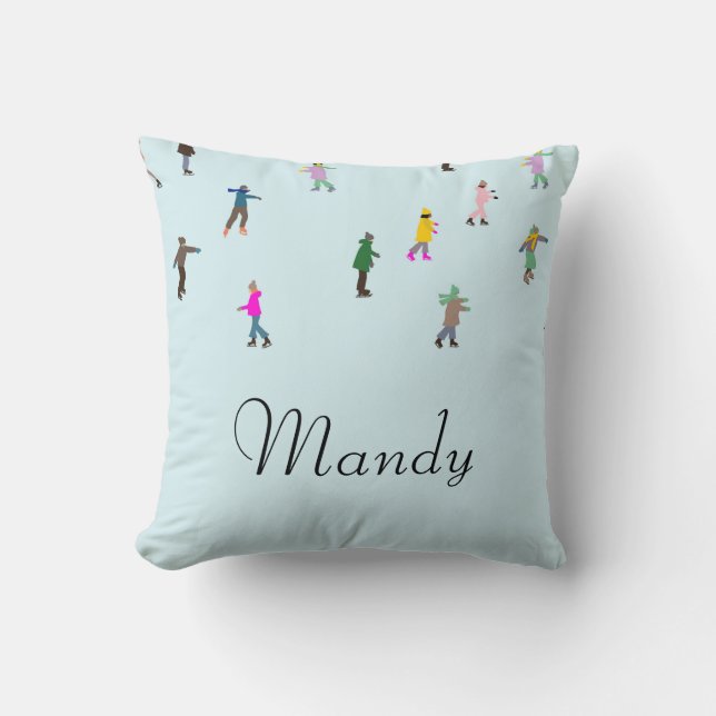 Custom Ice Skaters On Lake │ ice skating Girl Name Cushion (Front)