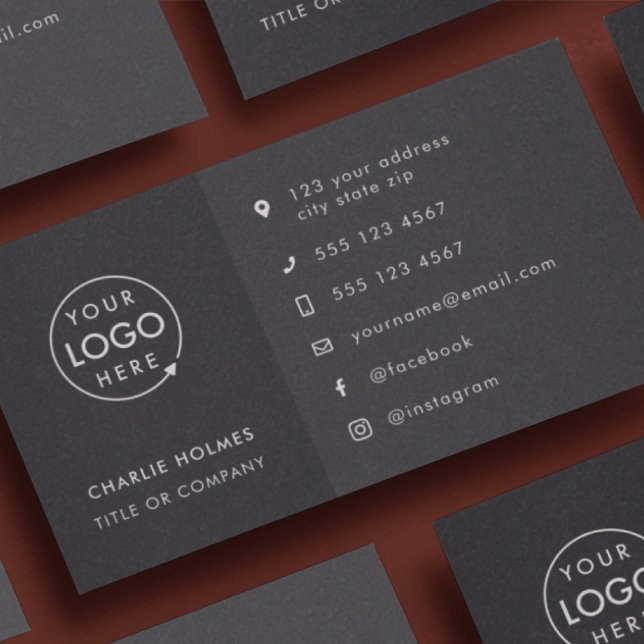 Custom Icons | Modern Logo Social Media Black Business Card (Creator Uploaded)