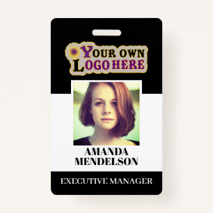 Custom ID Badge with barcode photo and logo