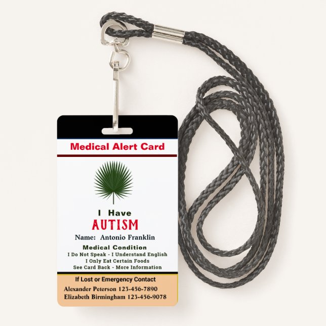Custom ID Identification Child Adult Name ID Badge (Front with Lanyard)