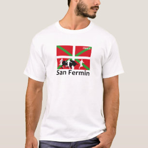 Custom, Ikurriña + San Fermin Pamplona bull run, T-Shirt