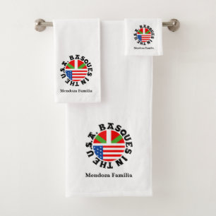 Custom, Ikurriña + USA flag "Basques in the USA": Bath Towel Set