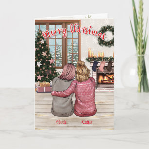 Custom Illustrated best Friend Christmas Card