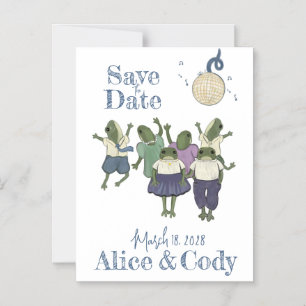 Custom Illustrated Cartoon Frogs Save the Date Magnetic Invitation