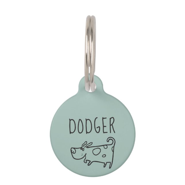 Custom Illustrated Dog Simple Pet ID Tag (Front)