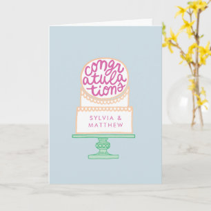 Custom, illustrated wedding cake Congratulations  Card