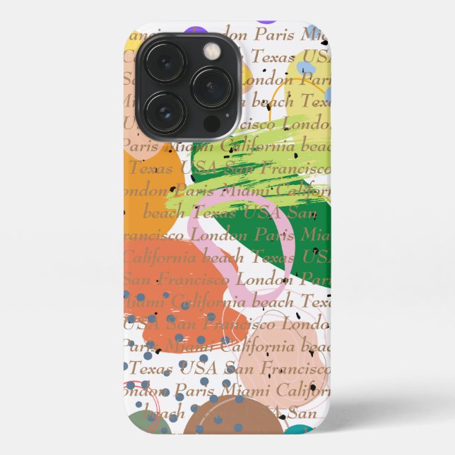 Custom image and text modern abstract colourful iPhone case (Back)