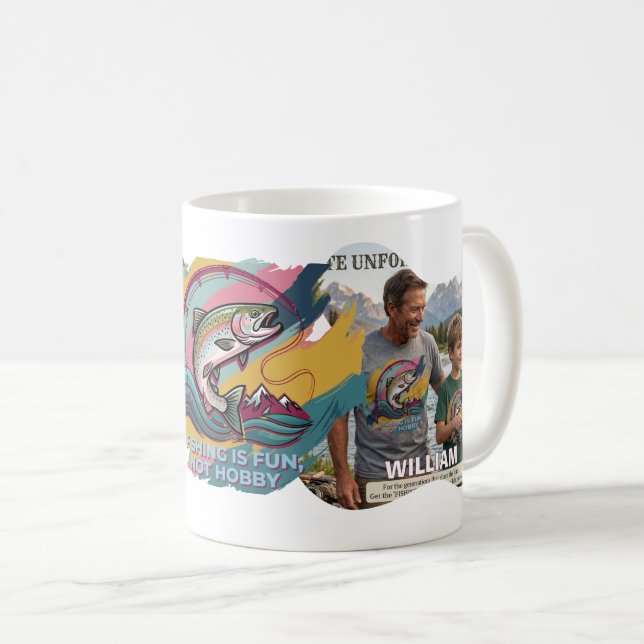 Custom Image, Fishing Is Fun Not Hobby Coffee Mug (Front Right)