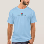 Custom Image Logo Text or Name Mens Light Blue T-Shirt<br><div class="desc">Custom Add Your Text,  Name,  Image,  Photo  or Business Logo Here Small Font Text Template Men's Fashion / Clothing / Tops & T-Shirts / Men's T-Shirts / Mens Basic Pink T-Shirt.</div>