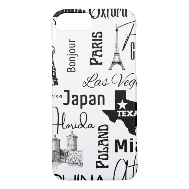 Custom image modern pattern paris black and white  Case-Mate iPhone case (Back)