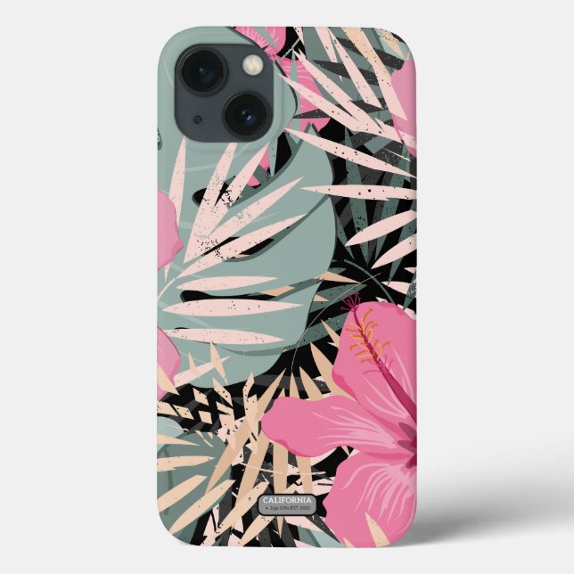 Custom image Modern retro l Tropical leaf Pink Case-Mate iPhone Case (Back)