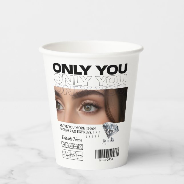 Custom Image, name & Text | Personalized Mug Paper Cups (Front)