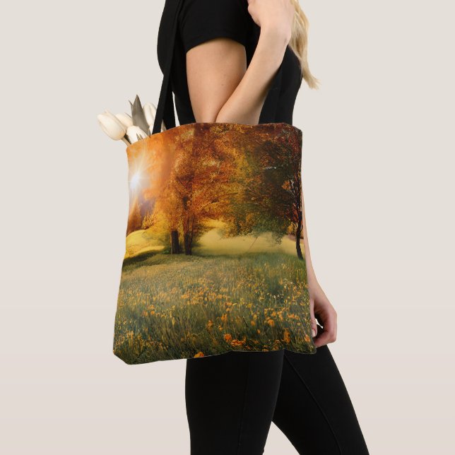 Custom Image Nature Watercolor Tote Bag (Close Up)