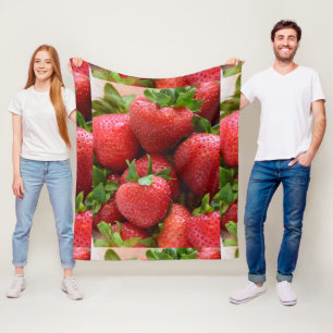 Custom Image of Sweet and Juicy Strawberries Home Fleece Blanket